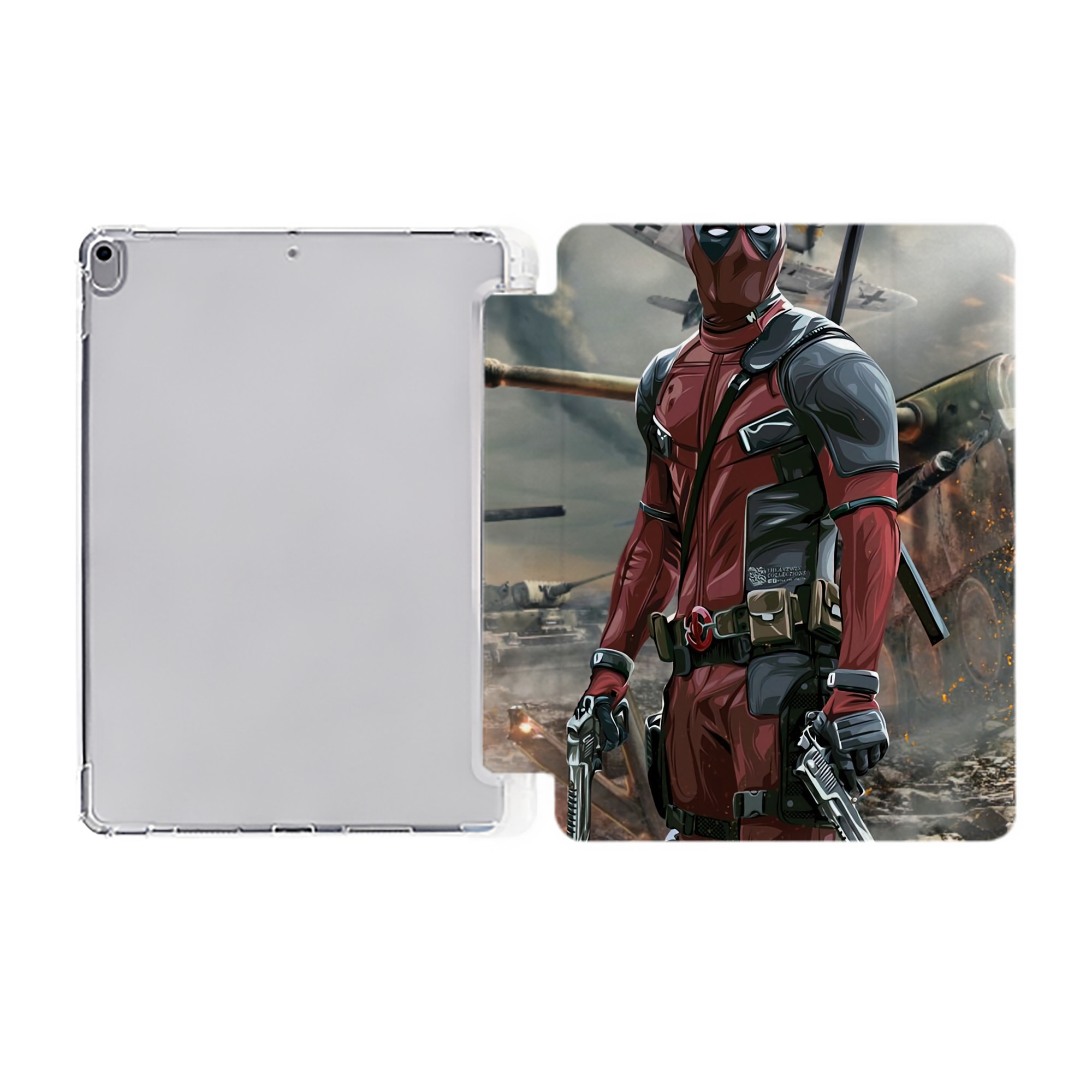 （画像用） Deadpool デッドプール IPad ケース ペン収納付き 三つ折りスタンド PUレザー×シリコン 対応機種9.5/10.5/10.9インチ